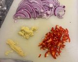 A picture of step 2 of Indian spiced Halloumi and cauliflower rice.