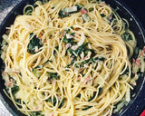 Spaghetti an einer Krautstiel-Rahmsauce Rezeptschritt 4 Foto