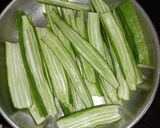 A picture of step 1 of Kurkuri Bhindi.