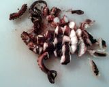 A picture of step 2 of Octopus with saffron rice.
