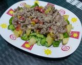 Foto langkah ke 4 dari resep Brocoli & potatoes with beef carbonara sauce.