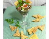 A picture of step 4 of Crispy Nachos Papad Bhel Chat.