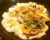 A picture of step 7 of 3 veggie omelette with wholemeal bread ☺.