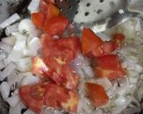 A picture of step 3 of Indian style onion tomato pasta.