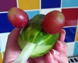 A picture of step 2 of Vickys Halloween Cucumber 'Caprese' Snake Salad, GF DF EF SF NF.