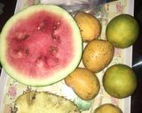 A picture of step 1 of Super juicy mango fruit salad🍉🍒🍑🍓🍋🍊.