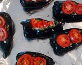 A picture of step 8 of Garlic Mushroom Stuffed Poblano Peppers (meatless).