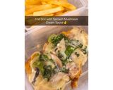 Foto langkah ke 10 dari resep Fried Dori with Spinach Mushroom Cream Sauce.
