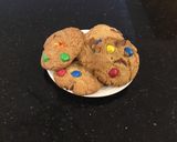 A picture of step 8 of Mega Caramel N&M Chovolate Chunk Cookies.
