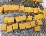 A picture of step 6 of Mango mysore pak.