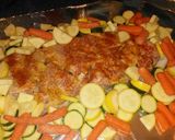 A picture of step 12 of Foil wrapped honey mustard pork loin with zucchini, squash, and baby carrots.