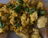 A picture of step 2 of Scrambled Tofu (eggs) on toast.