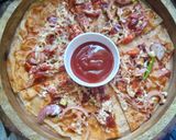 A picture of step 5 of Chapati pizza.