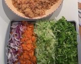 A picture of step 2 of Jollof Rice, goat meat & Turkey.