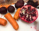 A picture of step 2 of Pink Volcano salad 🌋.