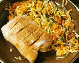 Halfilé zöldségágyon, sült krumplival recept fázis 2 fotója