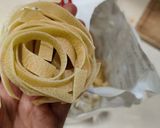 A picture of step 1 of Fettuccine Pasta in red sauce.