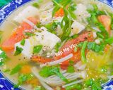 Hình bước làm 4 của món Canh chua chay đậu hủ trắng,nấm kim châm và cà chua