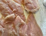 A picture of step 1 of Less saucy chicken Parmesan.