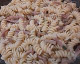 Pas rețetă Fusilli cu ciuperci, speck și ceapă verde 3 fotografie