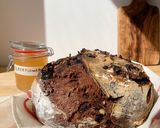 Foto langkah ke 10 dari resep Sourdough Chocolate hazelnut raisin brownie rustic bread.