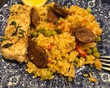 รูปขั้นตอนการทำที่ 5 ของ Chorizo fish paella ข้าวอบสเปน