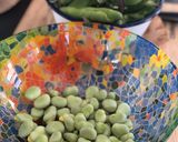 A picture of step 1 of Broadbean, broccoli, pea shoot and Parmesan salad 🥗.