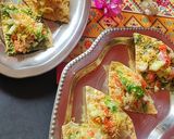 A picture of step 4 of Hummus pesto papad bites.