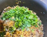 A picture of step 3 of Tomato rice in pan.