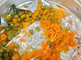 Pollo en salteado peruano, dumpi vegetales a estilo coreano