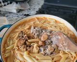 A picture of step 6 of Seafood Rose` penne pasta.