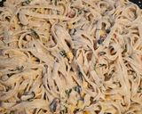 A picture of step 6 of Fettuccine Alfredo.