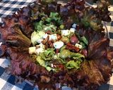 Une image de l'étape 12 de Salade de batavia rouge aux tomates séchées,olives multicolores et feta grecque.