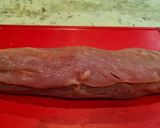 Foto del paso 5 de la receta Solomillo de cerdo relleno de jamón y queso con salsa de piquillos