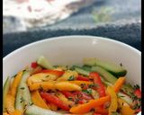 A picture of step 3 of Mango Bell peppers Cucumber Salad with Thyme Vinaigrette.