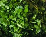 A picture of step 1 of Alu palak.