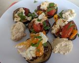 A picture of step 5 of Roasted Aubergine, Peppers & Tomatoes with Feta.
