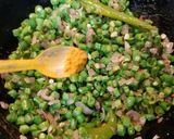 A picture of step 4 of Beans Poriyal stir fry.