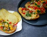 A picture of step 6 of Italian cheese bruschetta.