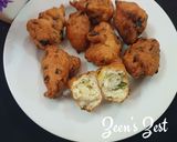 A picture of step 4 of Black Gram Fritters with Leek.