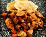 Foto del paso 5 de la receta: Pollo con almendras y seta shitake 🍜🍜🍜🥢🥢🥢