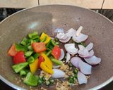 A picture of step 4 of FARFALLE PASTA with VEGGIES.