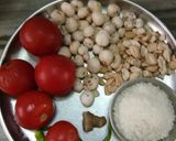 A picture of step 8 of Panee rMakhana, grapes raita, rajgiri halwa and farari bhakhri.