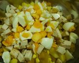 รูปขั้นตอนการทำที่ 2 ของ สลัดฟักทองมันฝรั่งอกไก่ไข่ต้มนมสด