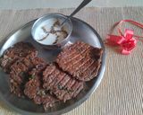 A picture of step 3 of Aloo and Kuttu ke aate ke grilled pancakes.