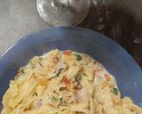 Foto del paso 3 de la receta: Tallarines de calabaza con queso crema, verdeo y jamón cocido