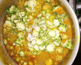 A picture of step 3 of Tuwon Masara with Okro Soup.