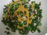 Colchón de papas con salsa de verdeo