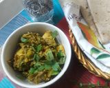 A picture of step 2 of Potato, peas and Moongray (Raddish pods seeds) ki sabzi.