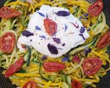Une image de l'étape 6 de Spaghettis de Courgettes coloréeset son Oeuf poché.